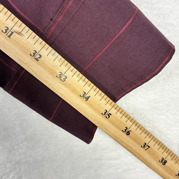 VTG Flying R Ranchwear Pearl Snap Western Shirt Mens L 17-35 Maroon Red Striped - Picture 10 of 10